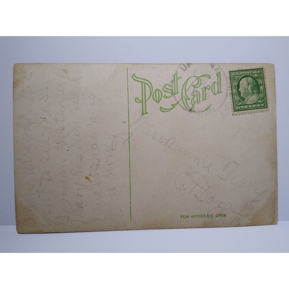 Victorian Couple Inside Light Bulb Fantasy Postcard Wireless Lovelights 1909 - Picture 3 of 3